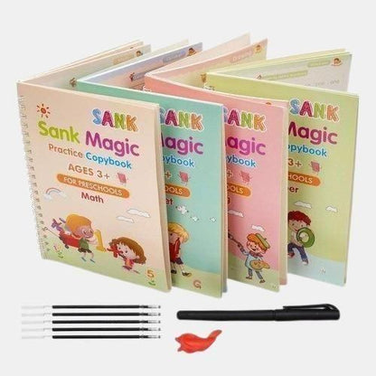 Sank Magic Reusable Practice Copybook Set – 4 Books + Magic Pen Kit for Fun Learning & Handwriting Mastery
