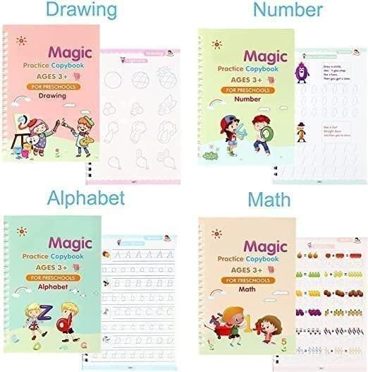 Sank Magic Reusable Practice Copybook Set – 4 Books + Magic Pen Kit for Fun Learning & Handwriting Mastery
